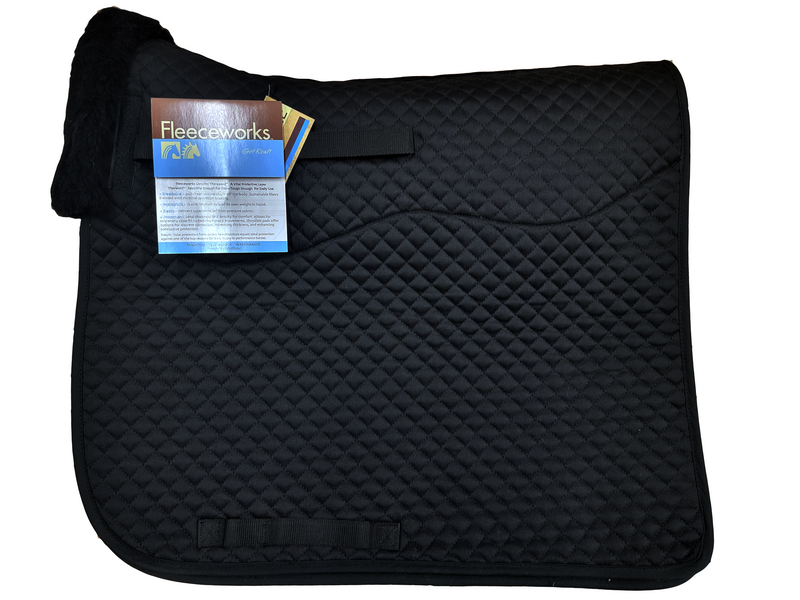 DEALS Therawool Quilted Dressage Squarepad with Perfect Balance Technology - BLACK