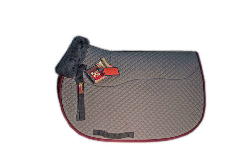 DEALS Grey with Burgundy Trim - Sheepskin Quilted All Purpose/Close Contact Squarepad w/ Perfect Balance Technology