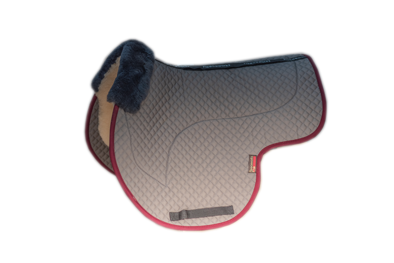 DEALS  Grey with Burgundy Trim - Sheepskin Quilted Cross Country Squarepad w / Perfect Balance Technology